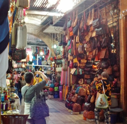 Leather handbags in the souk, Marrakesh - Katie Hale, Cumbrian poet / writer